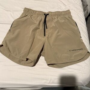 Gymshark Tan Athletic Shorts with Elastic Waistband